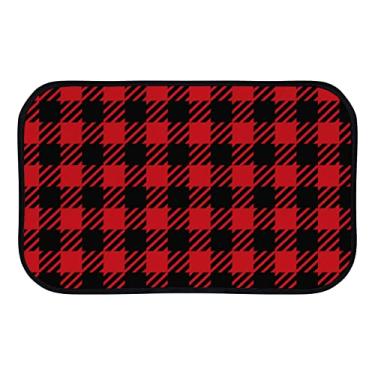 Imagem de DreamBay Tapete de porta vermelho xadrez preto Buffalo Plaids 60 x 40 cm tapete anti-fadiga para uso interno e externo capacho de entrada antiderrapante