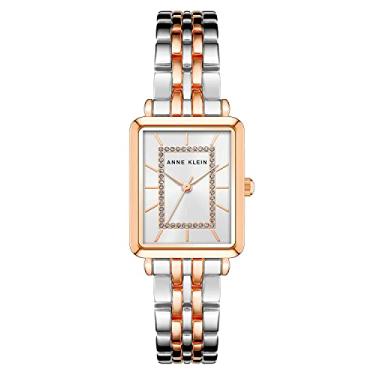 Imagem de Anne Klein Relógio feminino com pulseira com detalhes em glitter, Prata/ouro rosa, AK/3761SVRT
