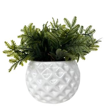 Imagem de Vaso cachepot branco em alto relevo 3D decoração casa