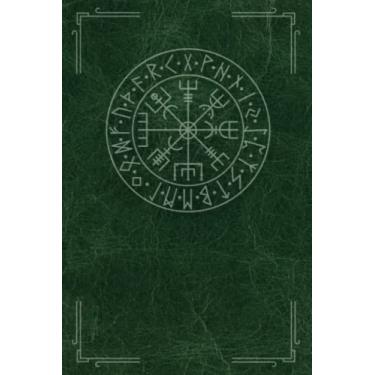 Imagem de Caderno pagão nórdico: diário forrado em branco de capa macia, caderno viking, livro de runas, runa Helm of Awe, Aegishjalmur