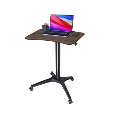 Imagem de HAOOAH Mesa pneumática de altura ajustável, mesa para laptop, carrinho de suporte com rolamento, palito portátil de pódio móvel para casa, escritório e sala de aula, plataforma de 66 cm 49 cm (73 cm a