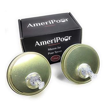 Imagem de AmeriPour – Jarra Mason de boca larga para luar e uísque – Feito 100% nos Estados Unidos. Bico de jarra de fluxo livre que não vaza. Sem rachaduras, apenas um despejo perfeito sempre. Pacote com 2