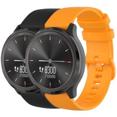 Imagem de Nacorulu Pulseira compatível com Garmin Vivoactive 3, pulseira de substituição de silicone macio de 20 mm para Garmin Vivoactive 5/Forerunner 24/Vivomove/Galaxy Watch de 42 mm (embalagem com 2) (preto