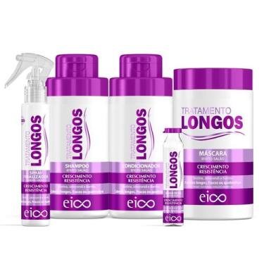Imagem de Kit Eico Cabelos Longos Shampoo Sem Sal E Condicionador Leave-In 450ml