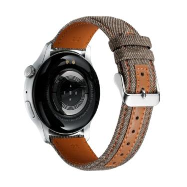 Imagem de Moran Pulseira de couro para relógio jeans de liberação rápida de 18 mm, 20 mm e 22 mm, pulseira de reposição para smartwatch compatível com Samsung Galaxy Watch 7/6/5/4/3, Garmin Watch, Fossil