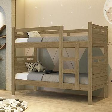 Imagem de Beliche Solteiro Jaspe Versátil Vira 2 Camas Castanho - Estrado 100% Madeira - Super Resistente