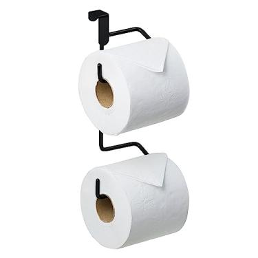 Imagem de Porta Papel Higiênico para Caixa de Descarga Suporte para Dois Rolos Sem Furo Preto
