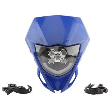 Imagem de PowerMotor Farol de bicicleta de sujeira, kit de faróis de LED para WR250F WR450F YZ125 YZ450F TTR 2015-2018 Most Dirt Pit Enduro Bike Farol dianteiro de motocicleta azul-claro