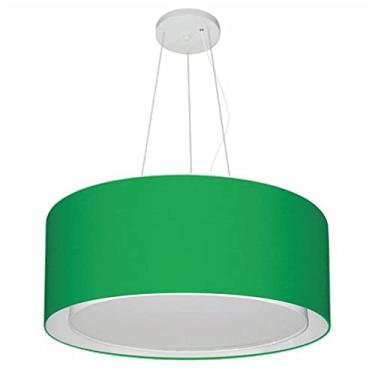 Imagem de Lustre Pendente Cilíndrico Duplo Cúpula Tecido 50x25 cm, Vivare Iluminação, Pendente4124 VF, Verde Folha, Médio