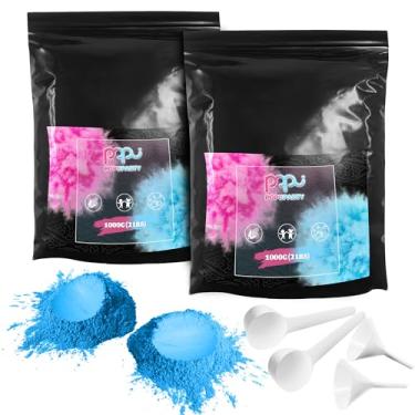 Imagem de POPUPARTY Pacote com 2 pó preto revelador de gênero - pó azul de 1,8 kg - perfeito para revelação de gênero de bebê, queima de carro, lançamento de cores, sessões de fotos, helicópteros