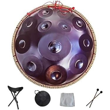 Imagem de Handpan harmônico Tambor Hand Pan 9 10 12 14 Instrumento de percussão profissional Handpan de aço com bolsa de viagem Decoração de corda para meditação Yoga Zen, roxo, 12 notas
