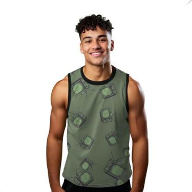 Imagem de Camiseta Regata Verão Estilo Moda Praia Televisão Arte Verde Tv Canal