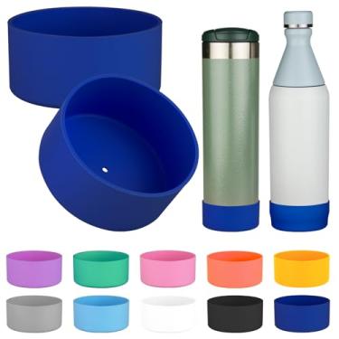 Imagem de 2 peças de bota de silicone para garrafa Stanley All Day Slim Bottle de 590 ml, capa protetora antiderrapante para garrafa Stanley AeroLight Transit (azul marinho)