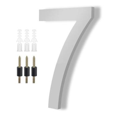 Imagem de DEWEL Números de Casa Modernos e Minimalistas - Flutuantes e Flush - Prateado - 20 cm - Acrílico - Residencial