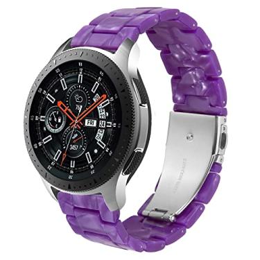 Imagem de DEALELE Pulseiras compatíveis com Galaxy Watch de 46 mm/Galaxy 3 de 45 mm, pulseira de resina colorida de 22 mm de substituição para Samsung Gear S3 Frontier/Classic/Huawei Watch 3/3 Pro/GT2 de 46 mm, rosa roxo