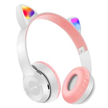 Imagem de Headphone Orelhas de Gato Bluetooth Dobrável com LEDs Branco
