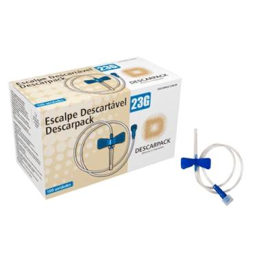 Imagem de 200un Escalpe Descartável 23g Azul Descarpack