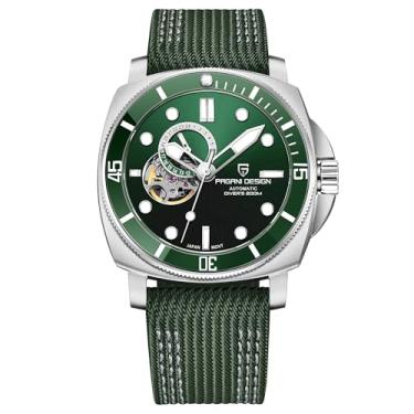 Imagem de Relógio masculino Pagani Design mecânico automático Japão NH39 Movimento impermeável 200 m luminoso safira vidro pulseira de nylon, Verde, tempo de lazer