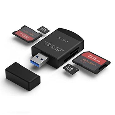 Imagem de TXY Leitor de cartão 4 em 1 USB2.0 para SD Micro SD TF MS MMC M2 leitor de cartão para laptop, PC, leitor de cartão inteligente, leitor de cartão SD, adaptador de cartão 4 em 1 (preto)