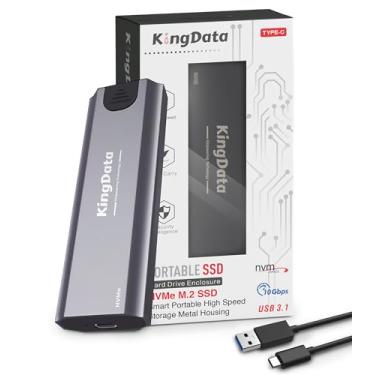 Imagem de KingData Gabinete M.2 NVME (não NGFF), gabinete SSD M2 de 10 Gbps sem ferramentas USB 3.1 NVMe para adaptador USB para NVMe 2230/2242/2260/2280 M.2 com cabo USB C para A
