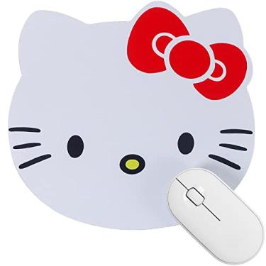 Imagem de NTSEOT Mouse pad Hello Kitty, mouse pad fofo para computador laptop - acessórios Hello Kitty - Mousepad para mulheres, mouse pad Kawaii Hello Kitty decoração de mesa de escritório (branco)