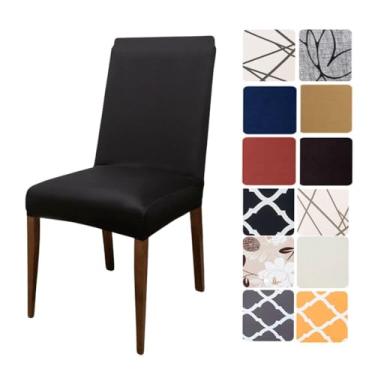 Imagem de Kit 6 Capas Cadeiras De Jantar Spandex Importado Elástico- Várias Estampas (Preto)
