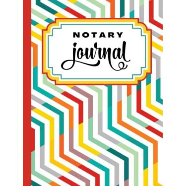 Imagem de Hardcover Notary Journal: 8.5x11 Large Notarial Logbook/With 200 Numbered Pages - Two Record Logs Per Page / 400 Records/Ledger Book Gift For ... Green Zig Zag Line Art Pattern on White