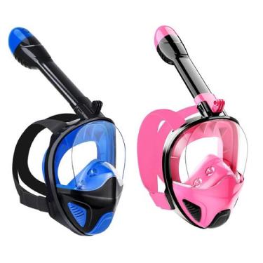 Imagem de Máscara de Mergulho Kit Óculos Antiembaçante Snorkel Respirador Com Vá