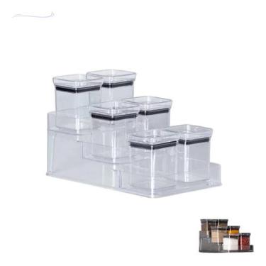 Imagem de Kit 6 Pote Porta Condimentos Organizador Temperos Herméticos - Paramou