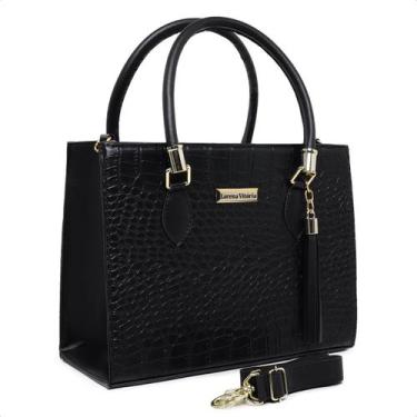 Imagem de Bolsa lorena croco cores alça transversal - LORENA VITORIA, Preto