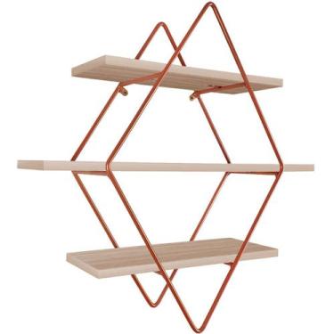 Imagem de Prateleira Tripla Estante Decorativa Livros Quarto Sala Losan Aço MDF 