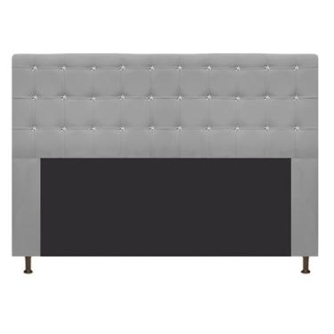 Imagem de Cabeceira Estofada Dama com Strass 140 cm para Cama Box de Casal Suede Cinza para Quarto - AM Decor
