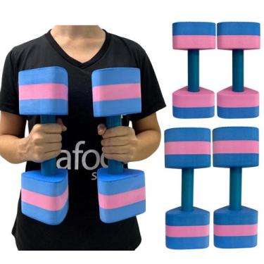 Imagem de Kit 2 Pares Halteres Hidroginástica Em EVA P 1-2kg M 2-3kg Azul/Rosa D