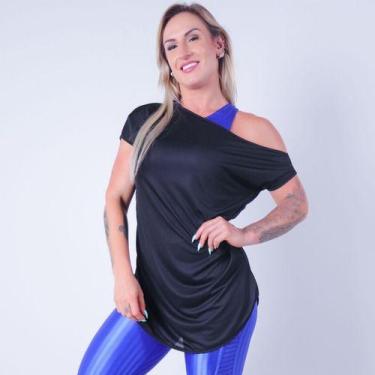 Imagem de Blusa Feminina Dry Fit Furadinho Ombro Só Seca Rápido - Fitmoda, Preto