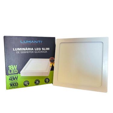 Imagem de Painel Plafon 18W de Sobrepor Quadrado Branco Slim Led 3000K - Lumanti