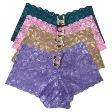 Imagem de Kit 12 calcinhas calesson shortinhos microfibra renda -  Bras Lingerie