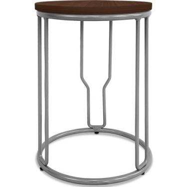 Imagem de Banco Banquinho Baixo Redondo Uganda Cozinha Área De Lazer Prata - Gen