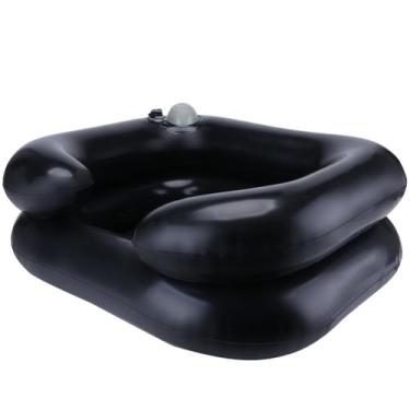 Imagem de Lavatório de cabelo inflável atualizado com enchimento de pressão manual integrado, pia de xampu portátil para estação de lavagem de cabelo e idosos, deficientes, acamados