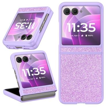 Imagem de BENTOBEN Capa compatível com Motorola Razr 2024 Glitter, 【Não serve para Razr Plus 2024】 Capa Bling Motorola Razr 2024, capa protetora de luxo para Motorola Razr 2024, capa Motorola Razr 50, roxa