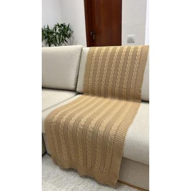 Imagem de Peseira Manta Trança Tricot Cama Solteiro 160x60cm Madrid - Calu Trico