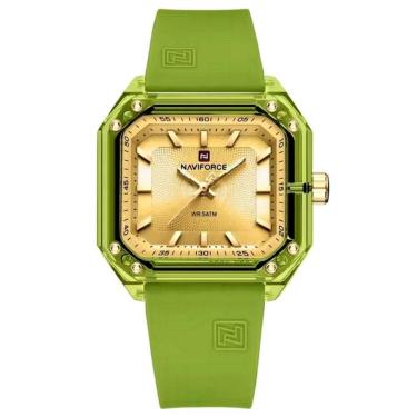 Imagem de Relógio Feminino Pulseira De Silicone Classico Quadrado Elegante Impermeável 50m Verde...