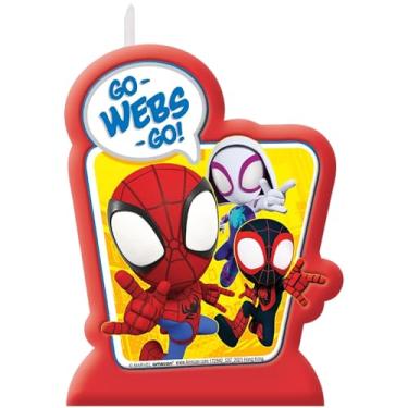 Imagem de Vela de aniversário multicolorida Spidey & His Amazing Friends (8,9 cm x 6,8 cm) Pacote com 1 – Perfeito para festas temáticas e decoração
