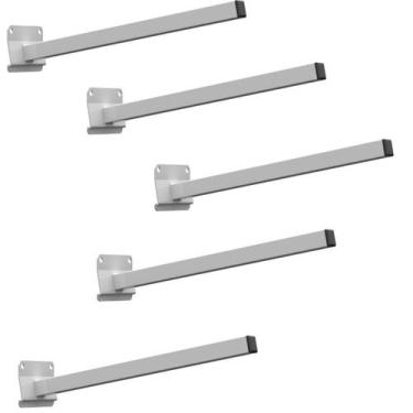 Imagem de Kit 05 Suportes Inclinação Haste De Refletor Led Parede Fachada Banner