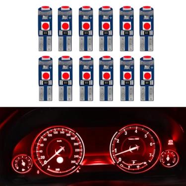 Imagem de PACLVIO Lâmpadas LED T5 de 12 peças, luzes interiores automotivas, lâmpada de alta luminosidade 3SMD 3030, lâmpada LED 74 73 37 2721 12 volts para painel de painel de medidor de carro, indicador de