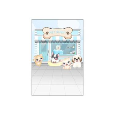 Imagem de Painel De Festa Vertical 1,50 x 2,20 - Pet Shop Azul 005 - Via Cores