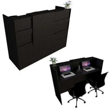 Imagem de Balcão Recepção Caixa 147cm Preto Alto Padrão 100%Mdf 1.1 - Marcenaria