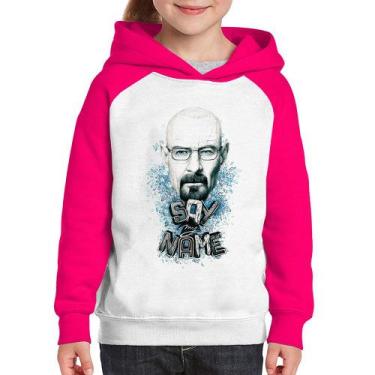 Imagem de Moletom Infantil Heisenberg Say My Name - Foca na Moda, Branco, Rosa, 