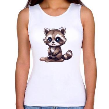 Imagem de Regata Feminina Guaxinim Fofinho - Foca na Moda, Branco, M