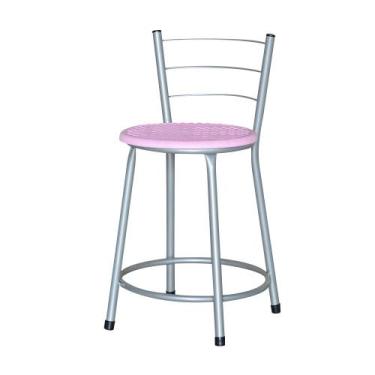 Imagem de Banqueta Baixa Epoxi Cinza Retro - Laumar, Rosa