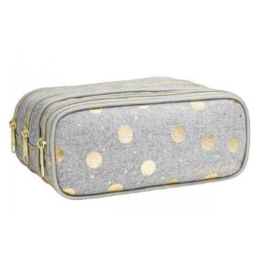 Imagem de Estojo Escolar Poliéster Triplo Academié Listras e Poás Tilibra